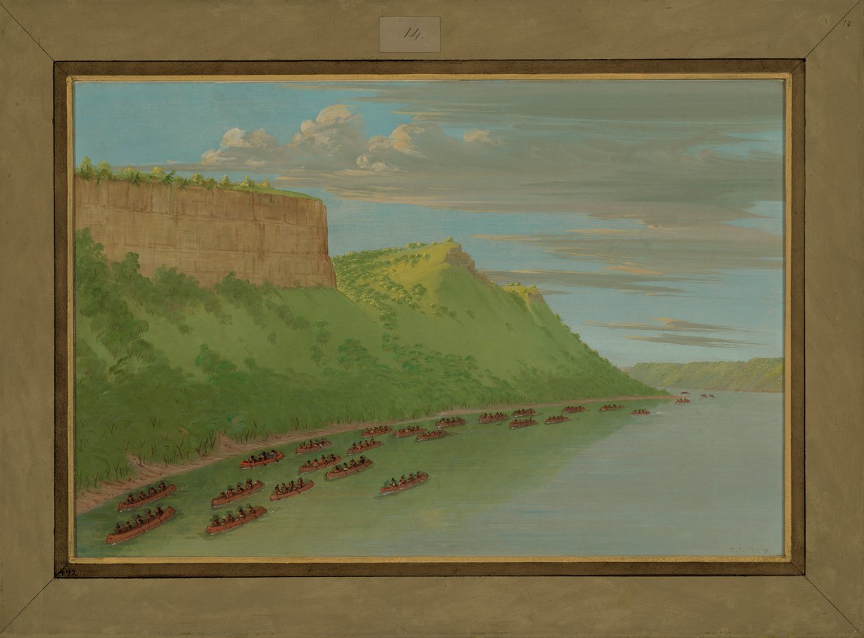 Fader Hennepin och följeslagare passerar älskarens språng, april 1680, 1847-48 av George Catlin