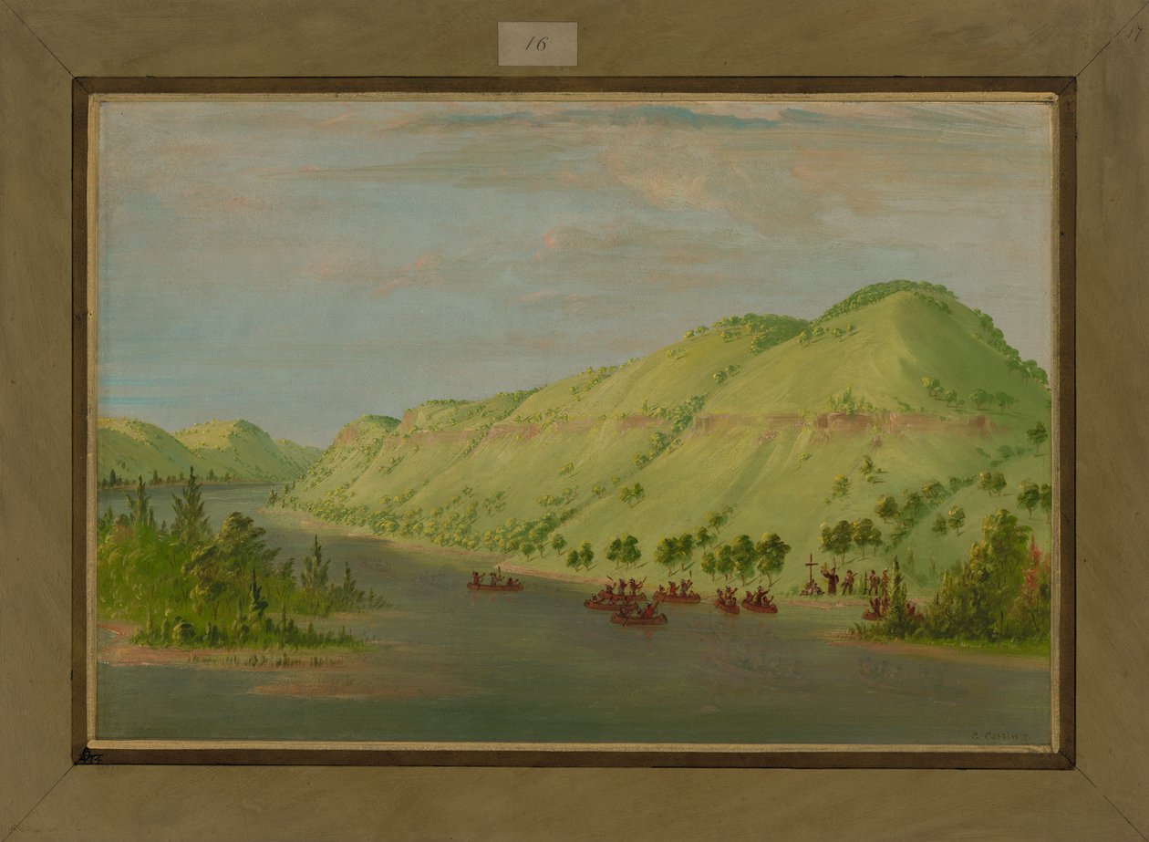 Fader Hennepin lämnar Mississippi för att ansluta sig till la Salle, 8 maj 1680, 1847-48 av George Catlin