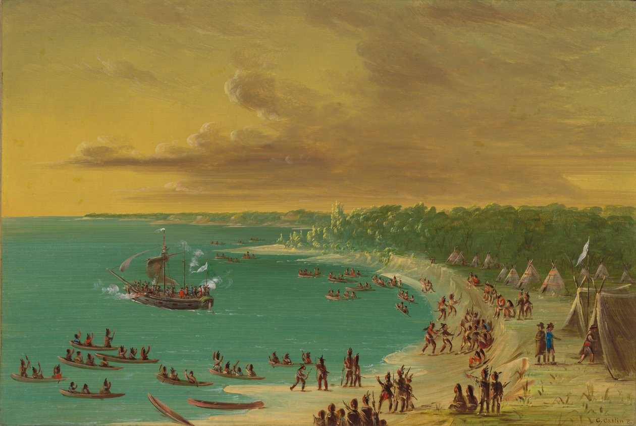 Första seglingen av Griffin på Lake Erie. 7 augusti 1679, 18471848. av George Catlin