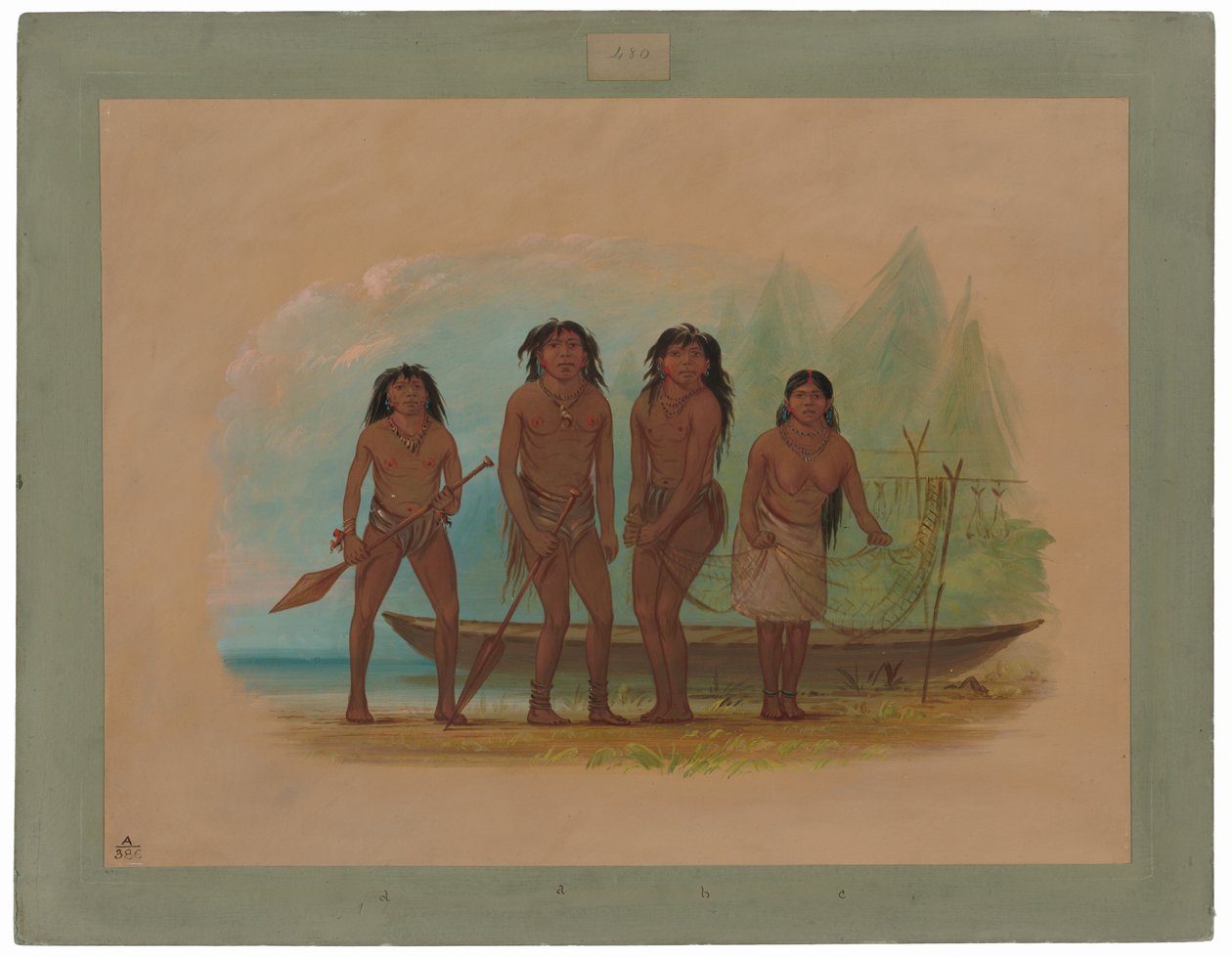 Fyra Fuegian indianer av George Catlin
