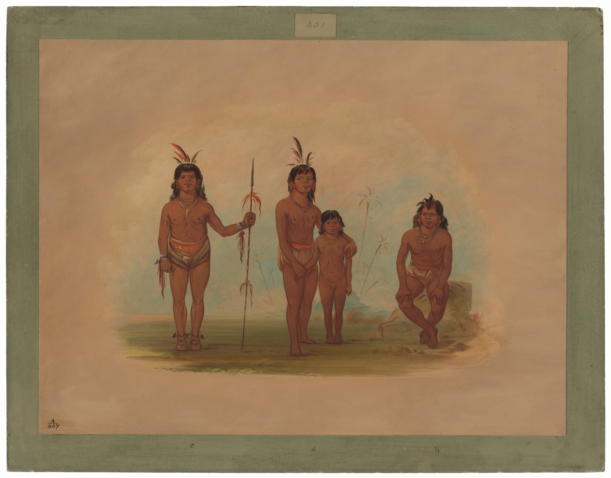 Fyra goo-a-give indianer av George Catlin