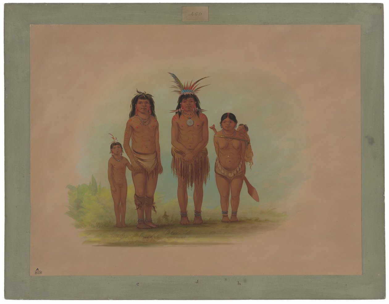 Fyra Sepibo-indianer av George Catlin