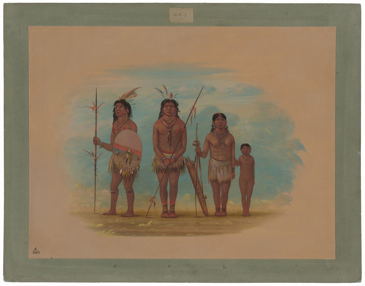 Fyra Xingu-indianer av George Catlin