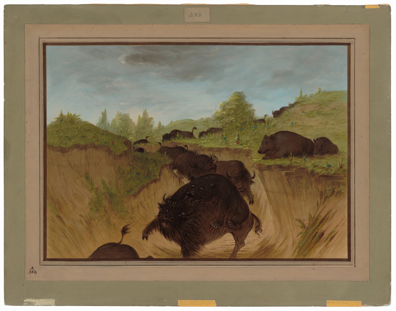 Grizzlybjörnar attackerar buffel av George Catlin