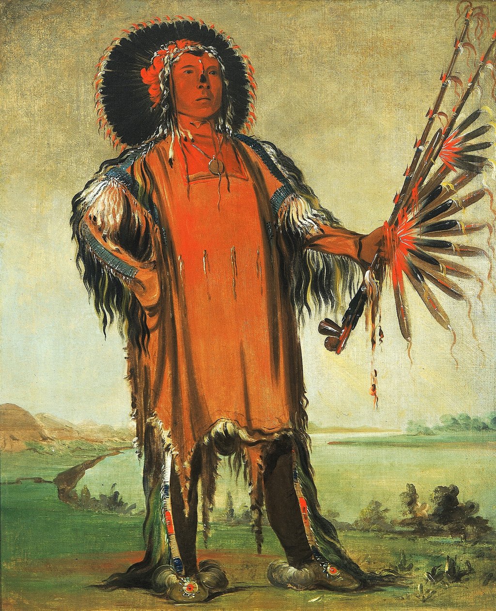 Ha-na-tá-nu-maúk, varghövding, stammens överhuvud av George Catlin