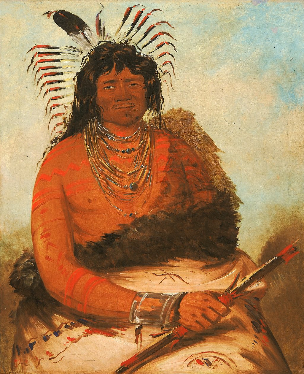 Háh-nee, Bävern, en krigare av George Catlin