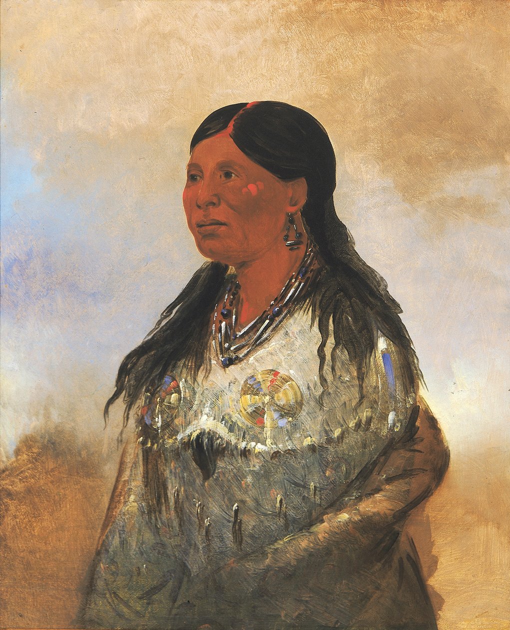 Hón-je-a-pút-o, björnfångarens fru, 1832. av George Catlin