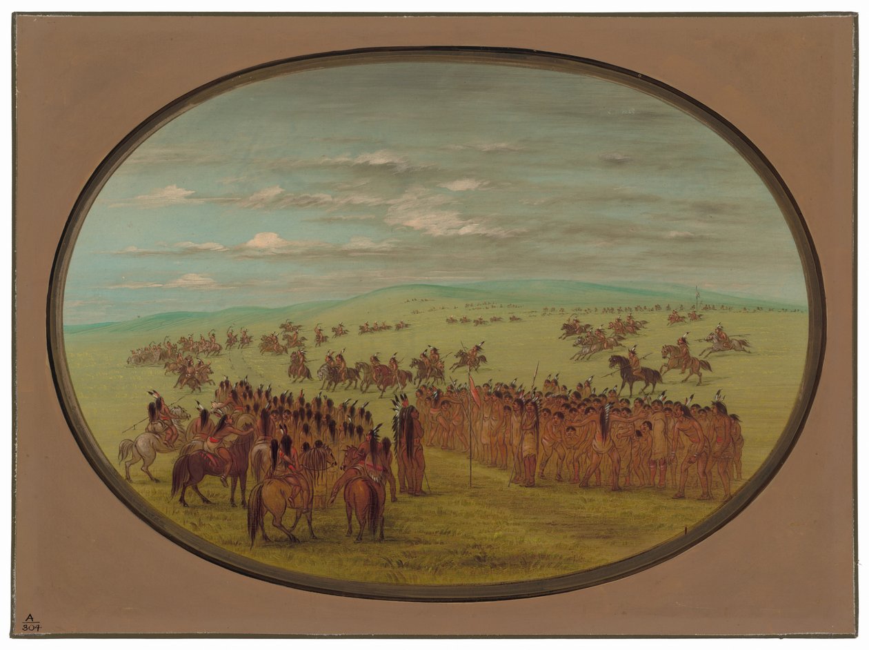 Hästkapplöpning - Minatarrees av George Catlin