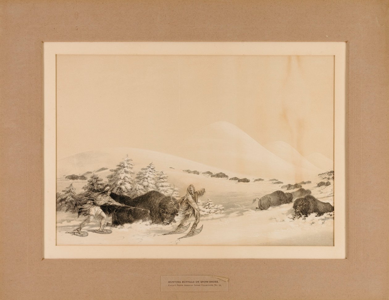 Jakt på bufflar på snö - nr 15 av George Catlin