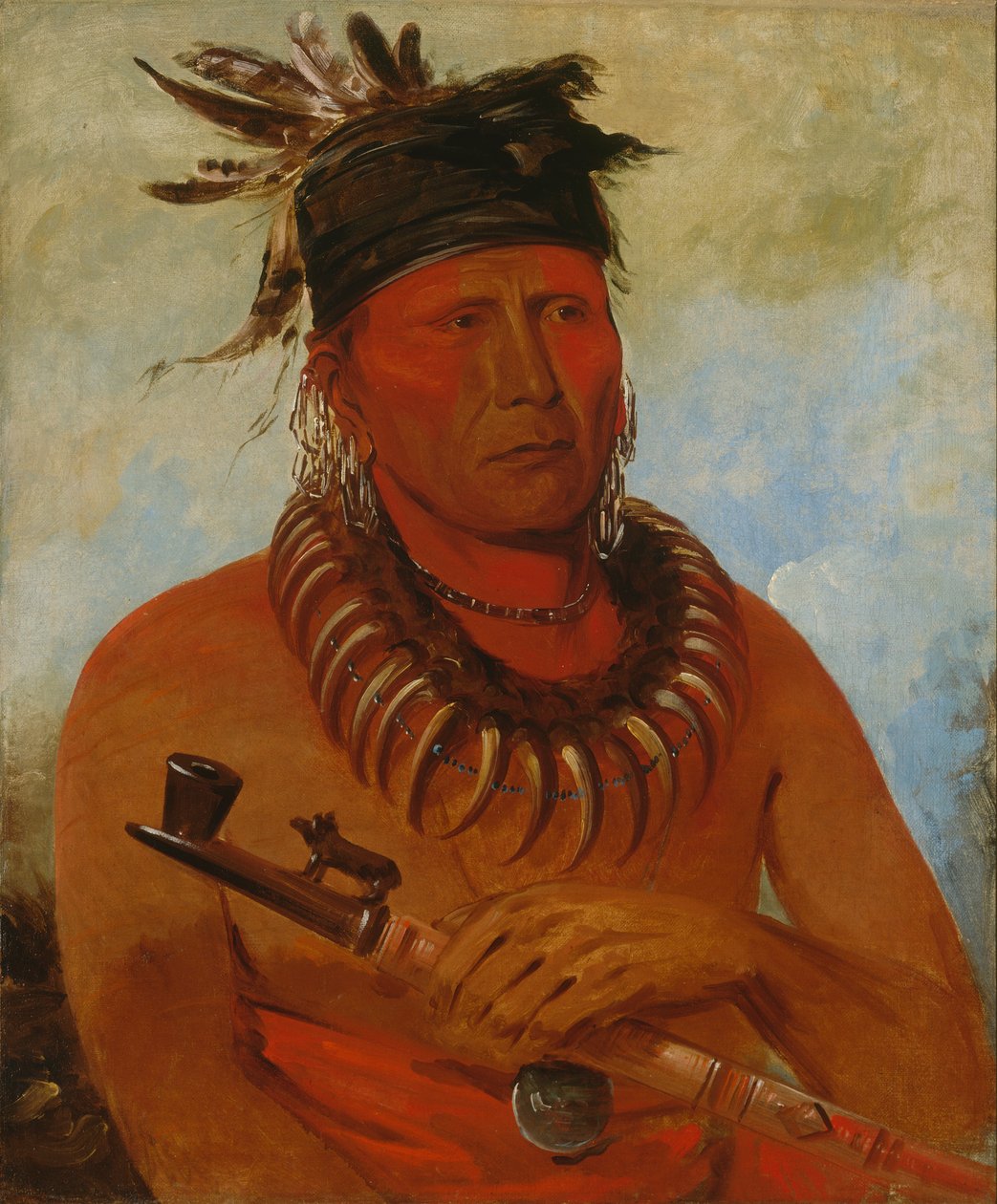 Háw-che-ke-súg-ga, Han som dödar Osages, stamhövding, 1832. av George Catlin
