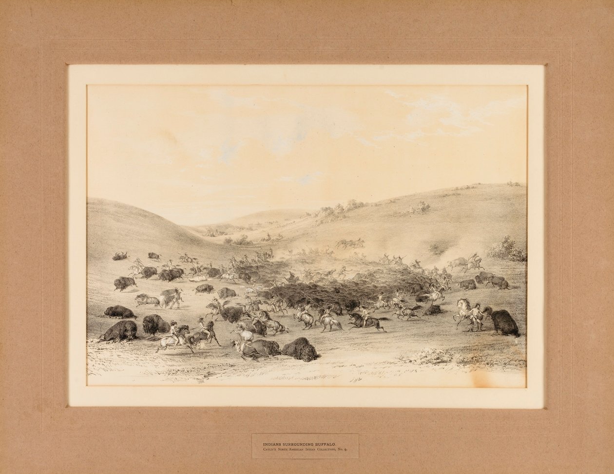 Indianer omringar Buffalo - nr 9 av George Catlin