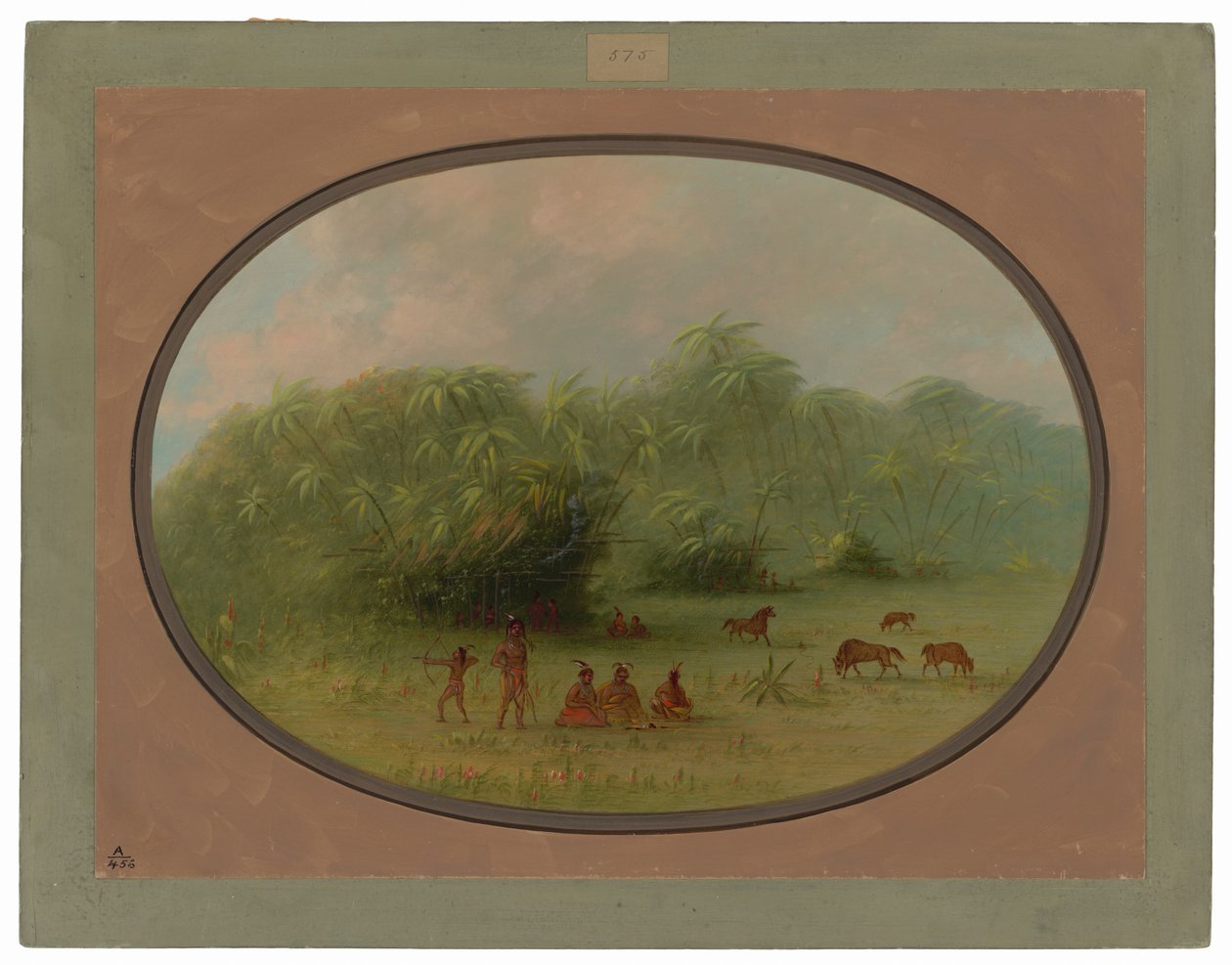Indianer och hästar i skogen av George Catlin