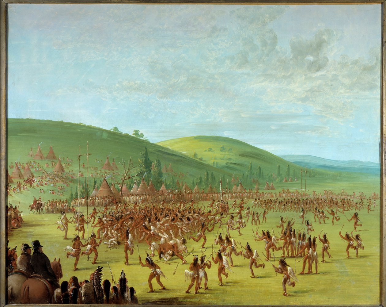 Indians of America: "" Game of balls among the Indians"" Målning av George Catlin (1794-1872) 1835 Blerancourt, Musee Franco American - Native Americans Ball Play. Målning av George Catlin (1794-1872) av George Catlin