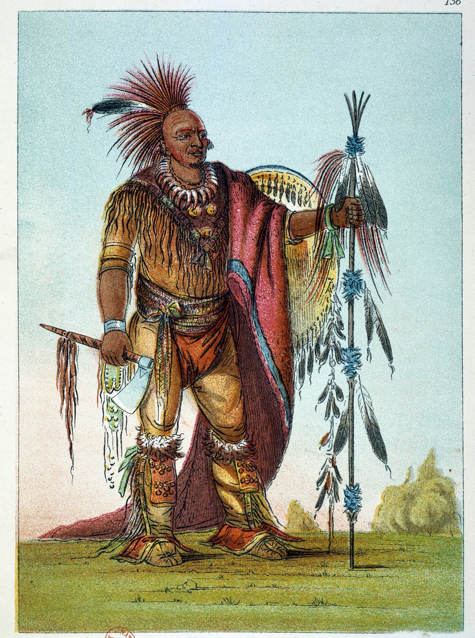 Indians of America: Porträtt av en ledare för Saxons and Foxes-stammen av George Catlin