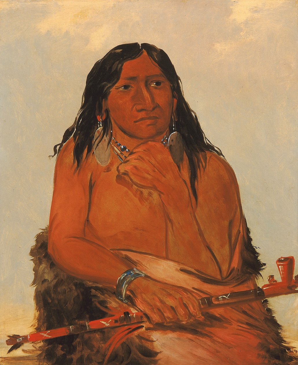 Is-sa-wáh-tám-ah, varg med hår, en hövding av George Catlin
