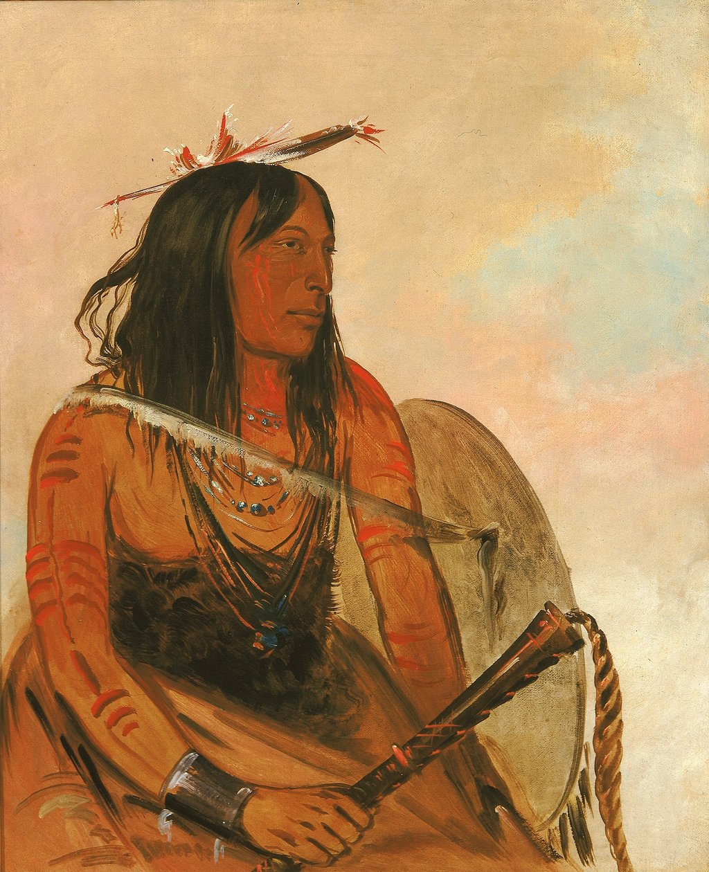 Ish-a-ró-yeh, Han som bär en varg, en framstående modig av George Catlin