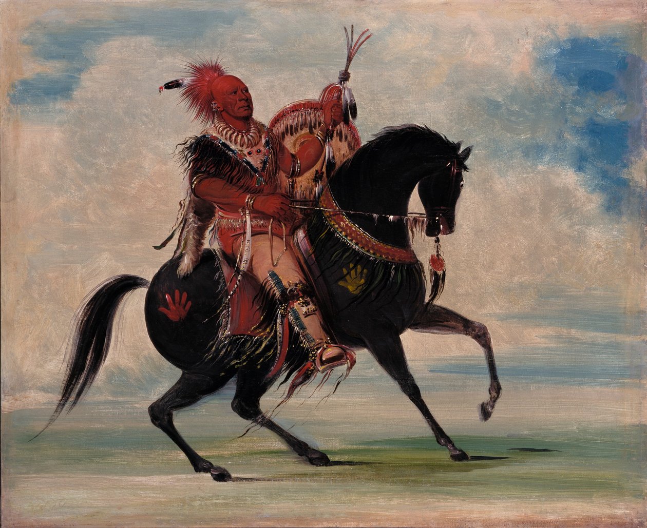 Kee-o-kúk, den vaksamma räven, stammens hövding, till häst av George Catlin