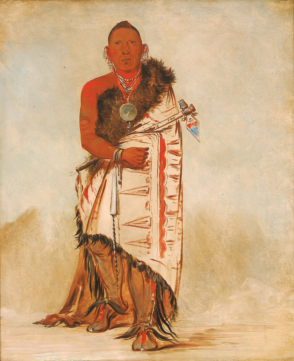 Ki-hó-go-waw-shú-shee, modig hövding, stammens hövding av George Catlin