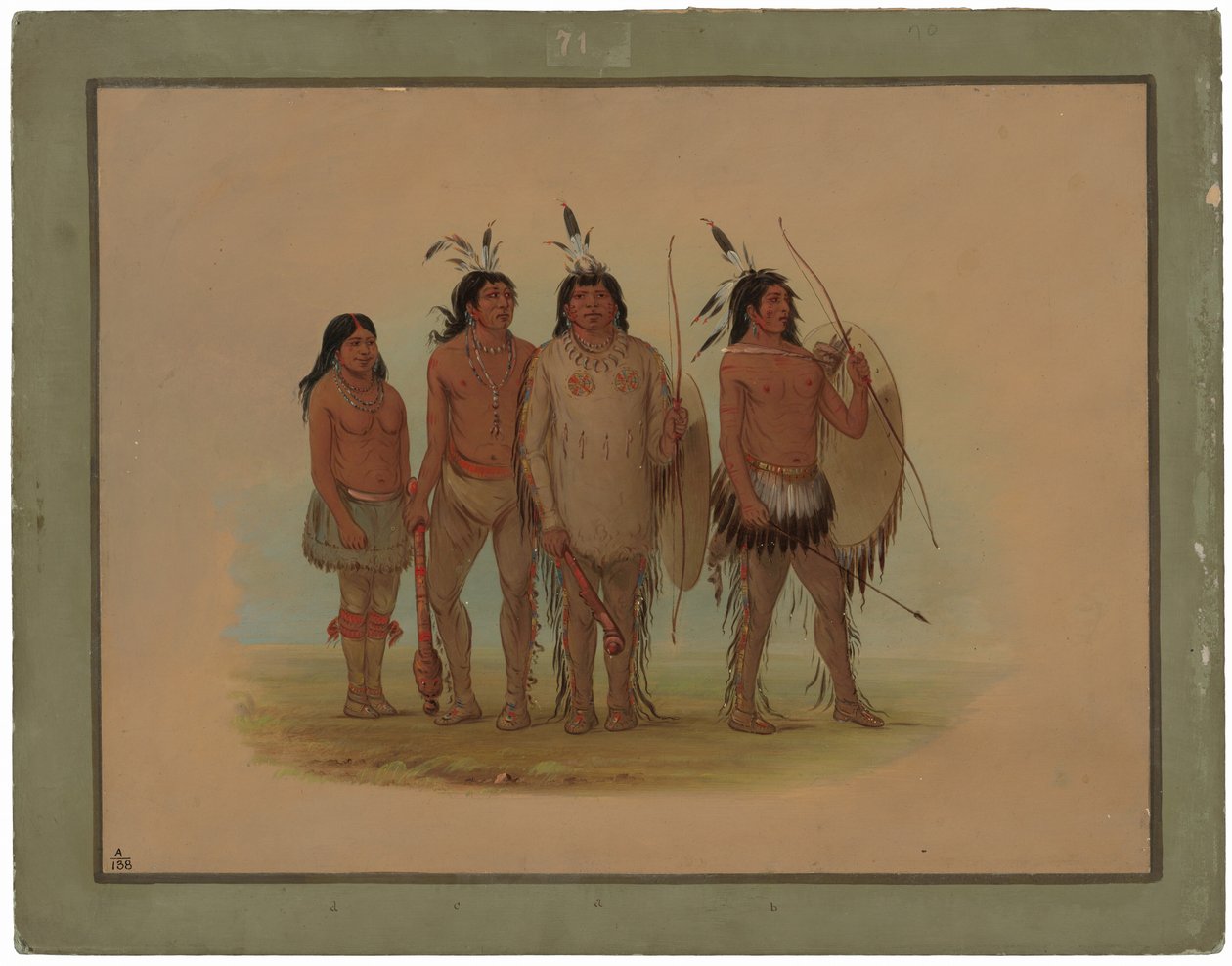 Kiowa Chief, hans fru och två krigare av George Catlin