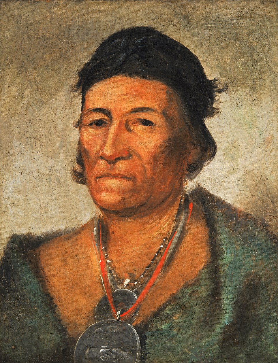 Ko-mán-i-kin, Big Wave, an Old and Distinguished Chief, 1831. av George Catlin