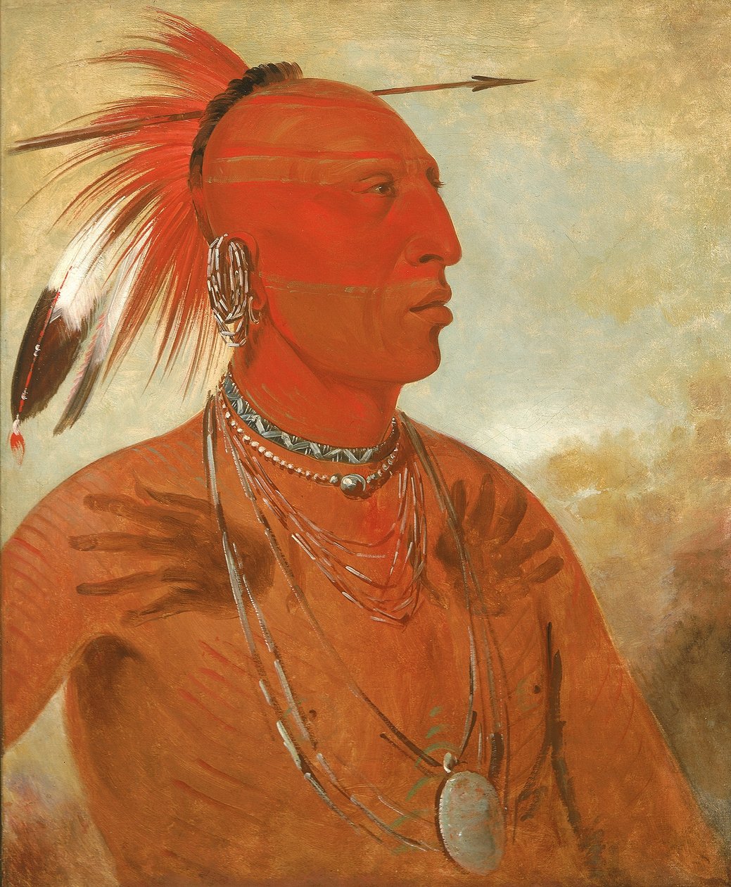 La-wáh-he-coots-la-sháw-no, Modig hövding, en Skidi (varg) Pawnee av George Catlin