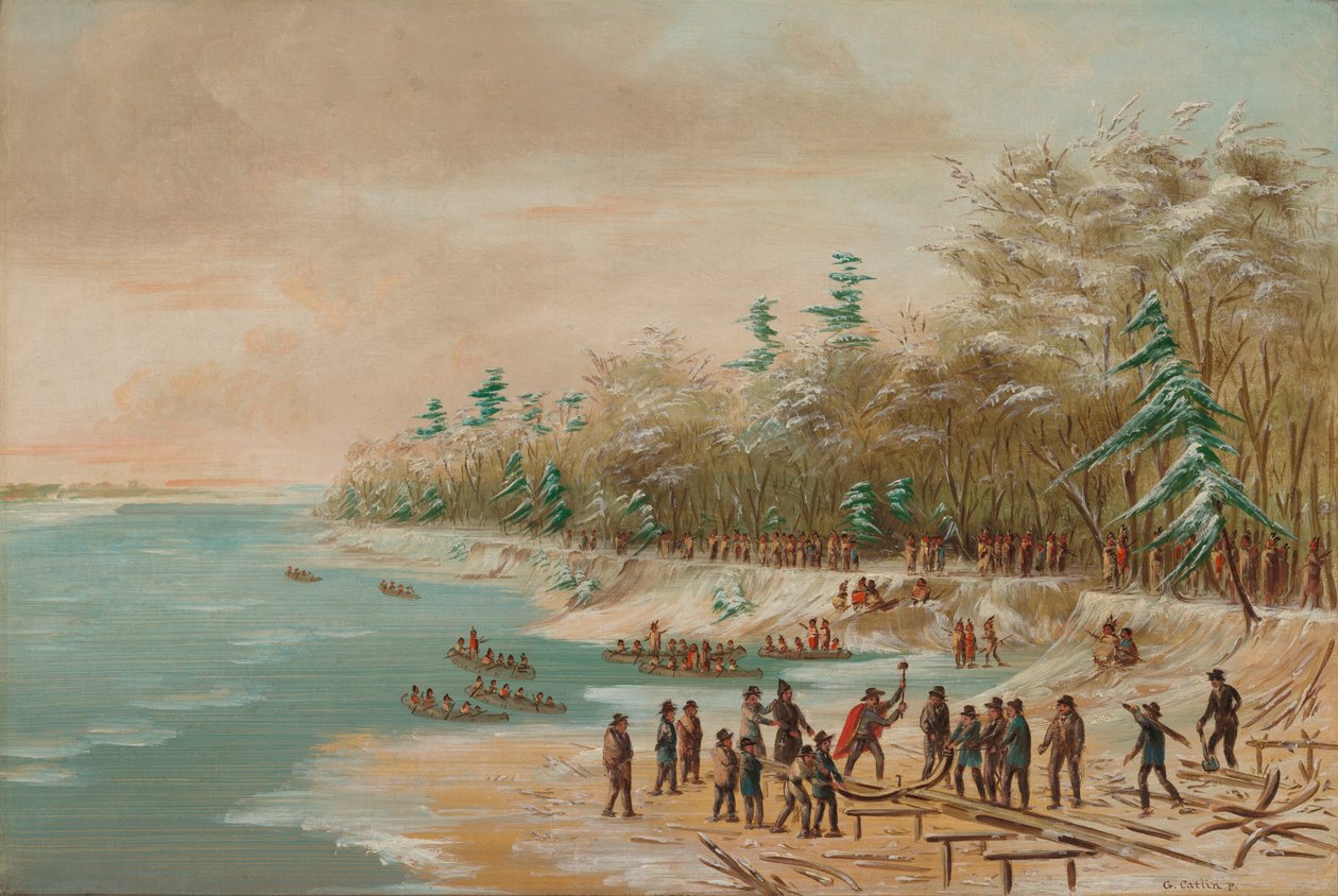La Salle som kör den första bulten för Griffin. 26 januari 1679, 18471848. av George Catlin