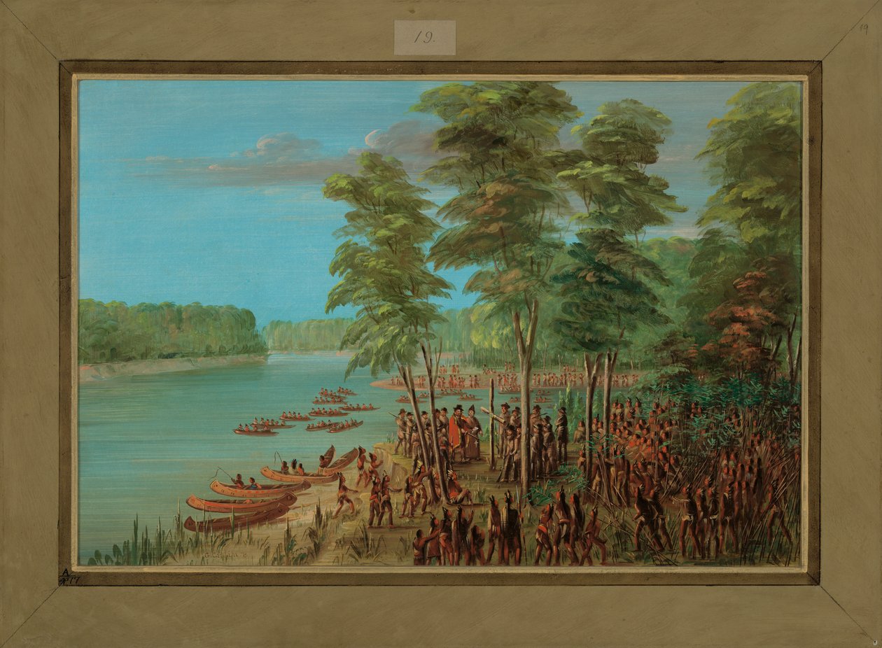 La Salle tar landet i besittning vid munnen av Arkansas, 10 mars 1682, 1847-48 av George Catlin