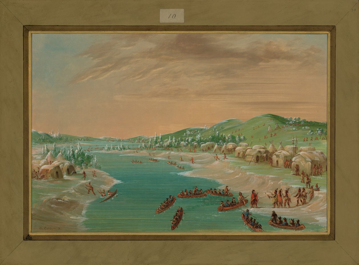 La Salle och Party anländer till Village of the Illinois, 1 januari 1680, 1847-48 av George Catlin