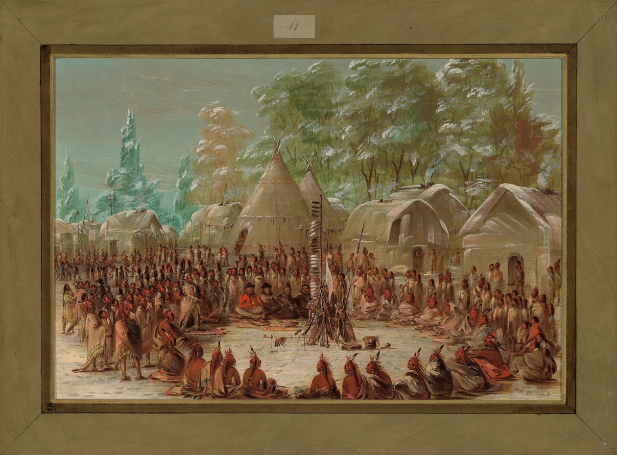 La Salles fest festade i Illinois Village, 2 januari 1680, 1847-1848 av George Catlin