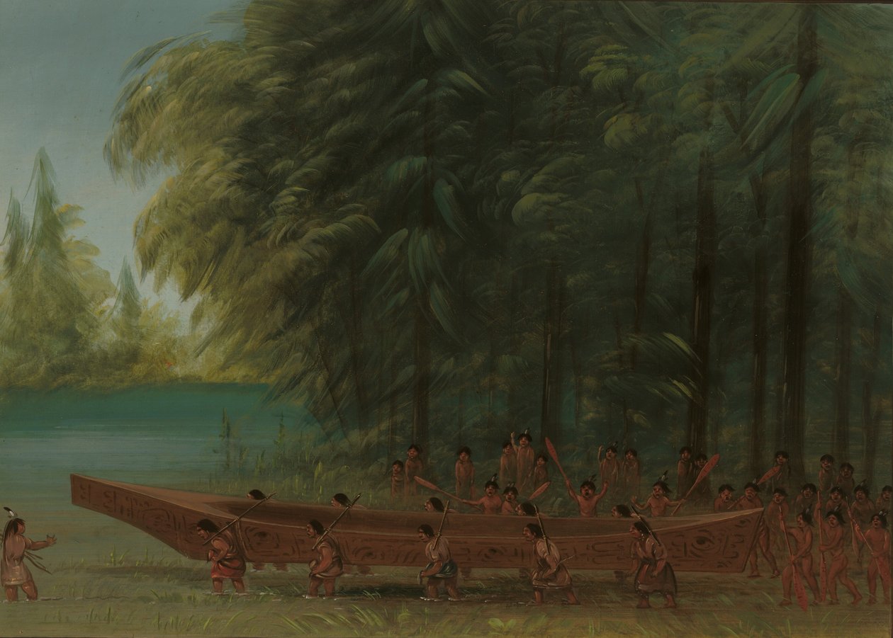 Att sjösätta en kanot - Nayas Indians, 18551869. av George Catlin