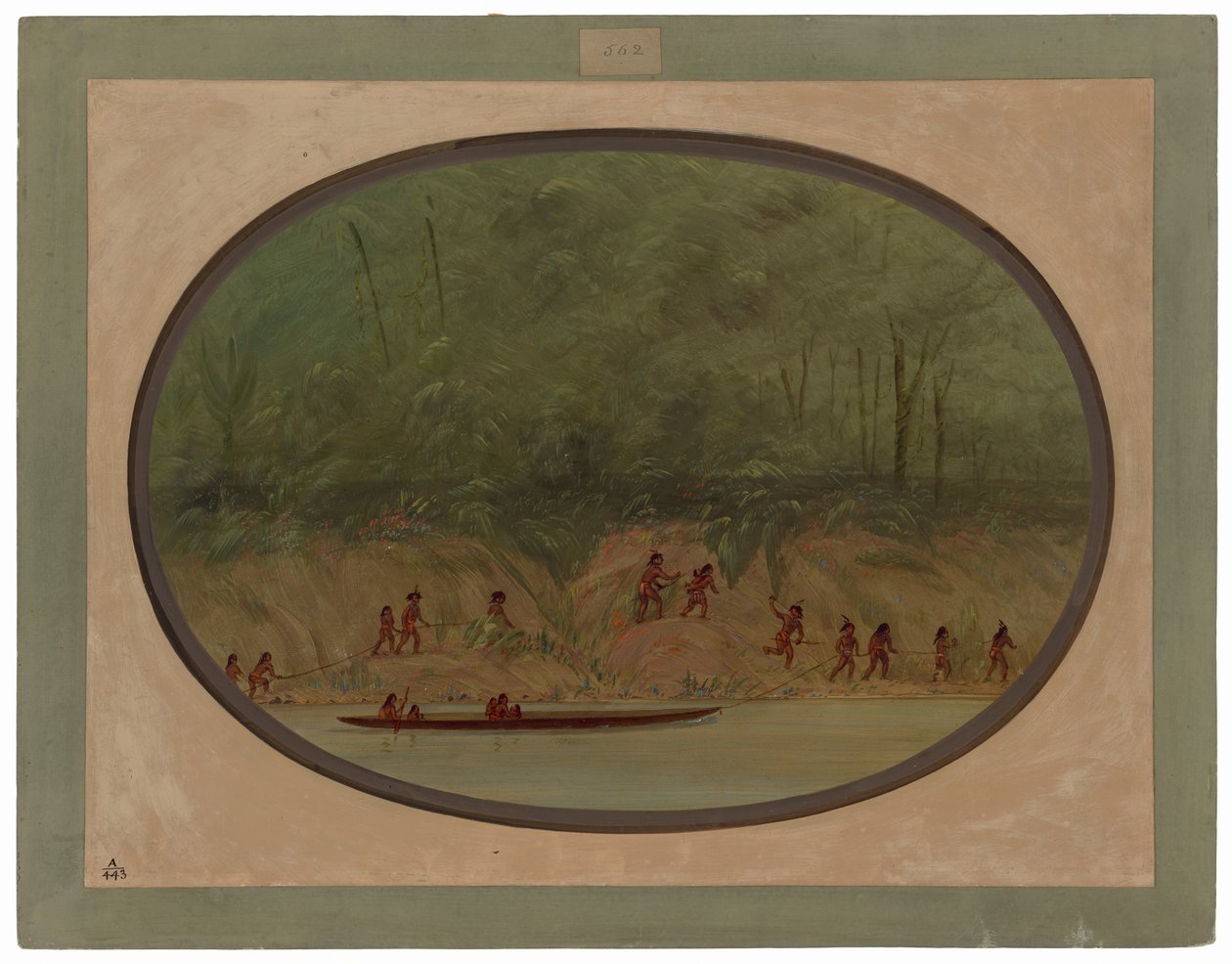 Lengua-indianerna tar sig uppför forsarna i Rio Uruguay av George Catlin