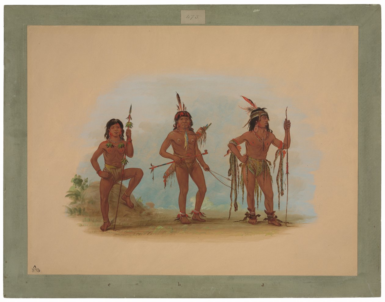 Lengua medicinman med två krigare av George Catlin