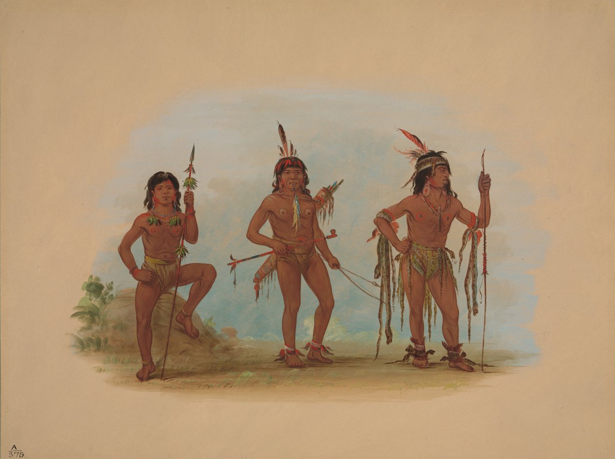 Lengua medicinman med två krigare, 18541869. av George Catlin