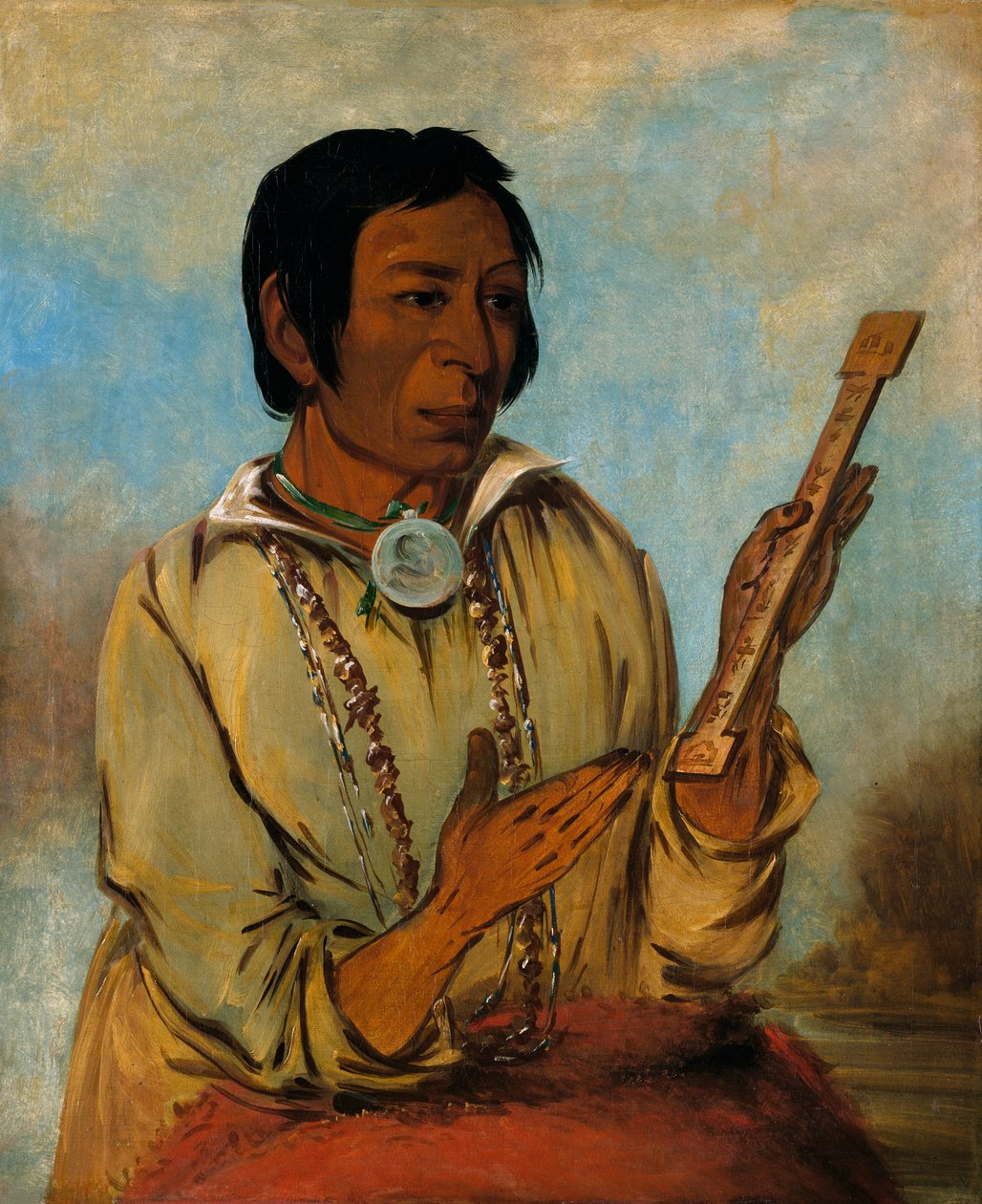 Ma-shee-na, Älgens horn, en underhövding, 1830. av George Catlin