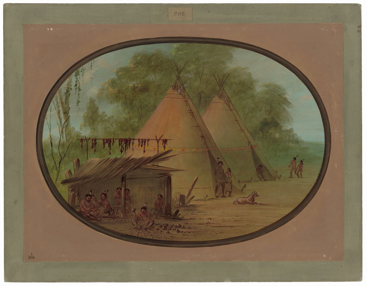 Att göra Flinta pilspetsar - Apachees av George Catlin