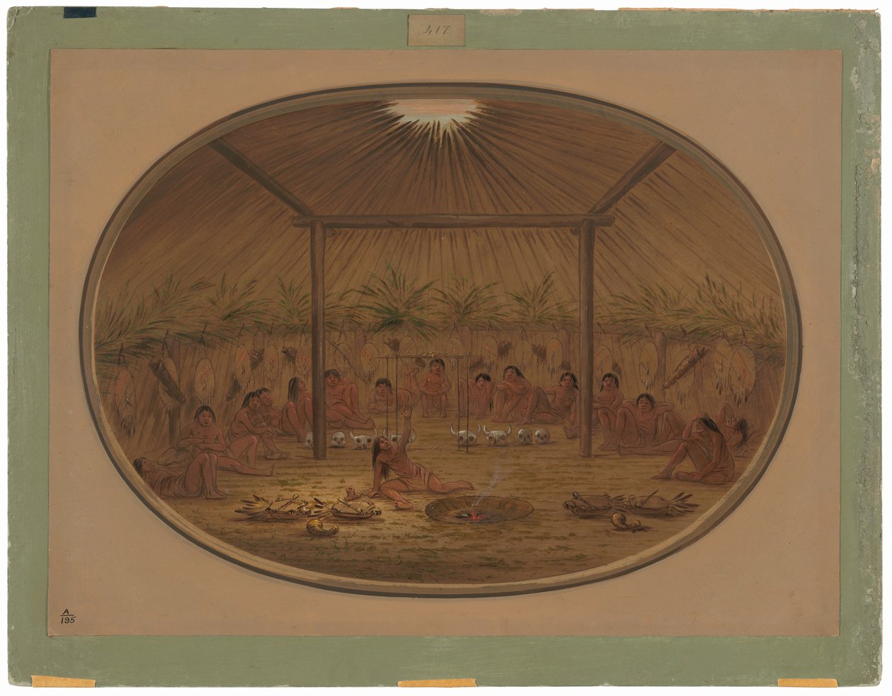 Mandan-ceremonin - vattnet sjunker ner av George Catlin