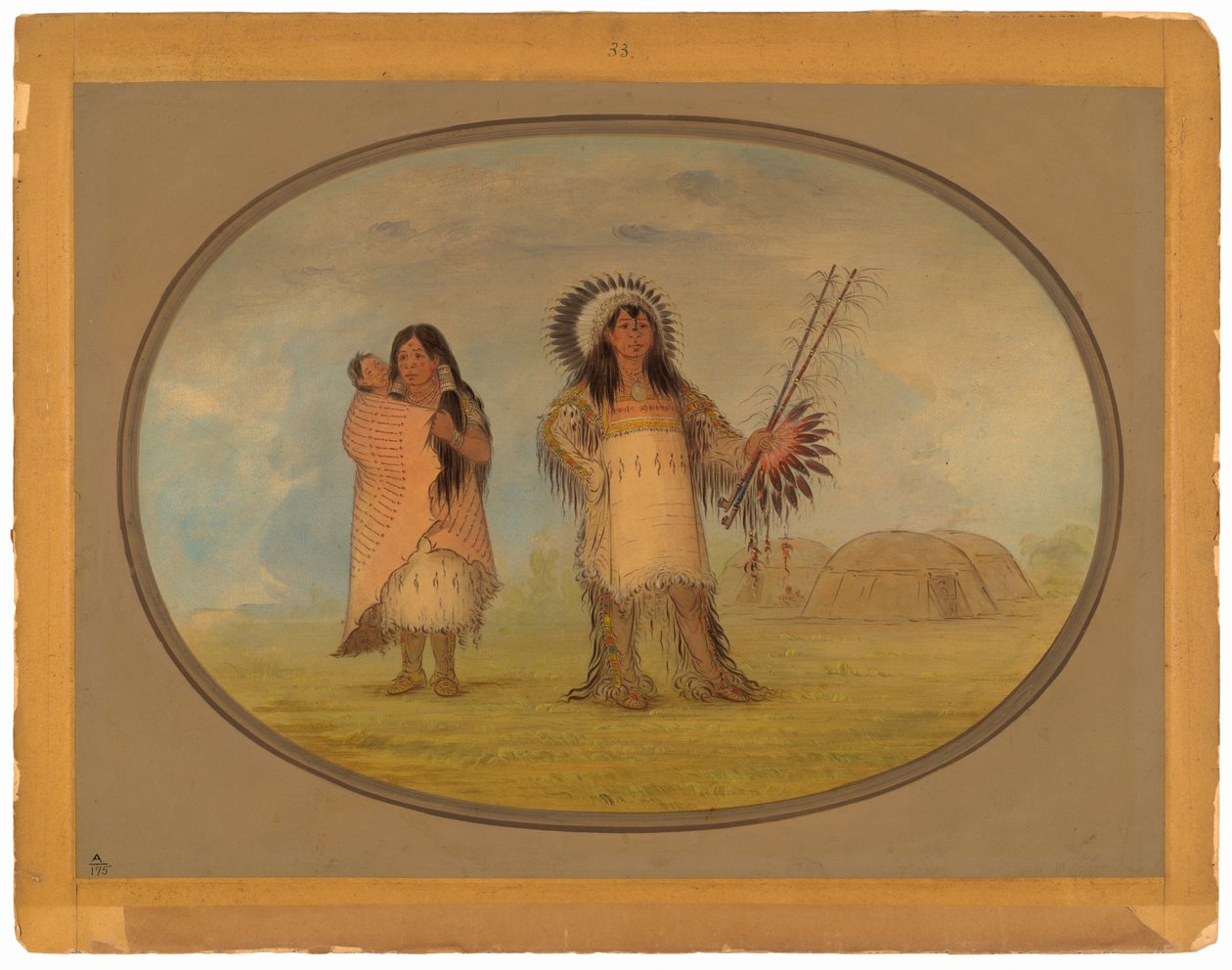 Mandan civilchef, hans fru och barn av George Catlin