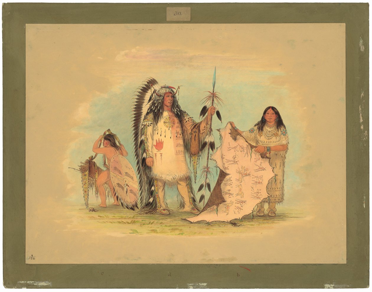 Mandan krigschef med sin favoritfru av George Catlin