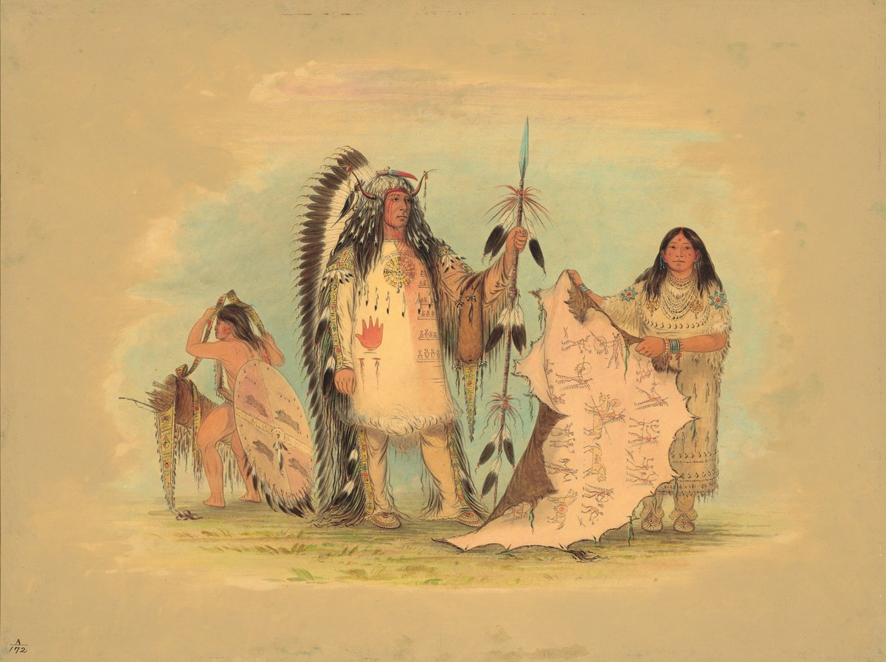 Mandans krigschef med sin favoritfru, 18611869. av George Catlin