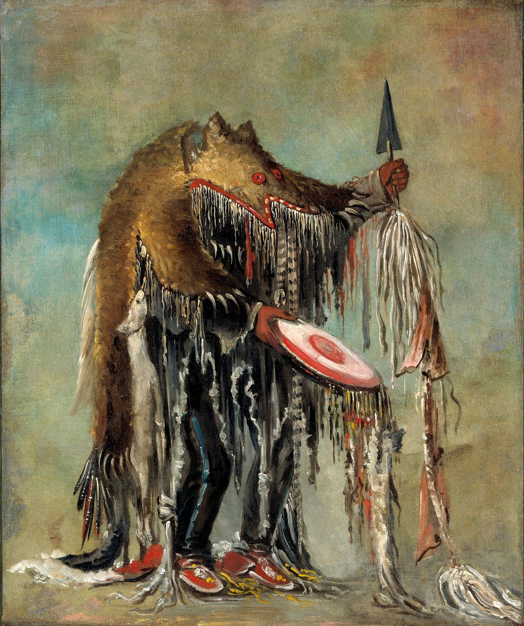 Medicinmannen utför sina mysterier på en döende man av George Catlin