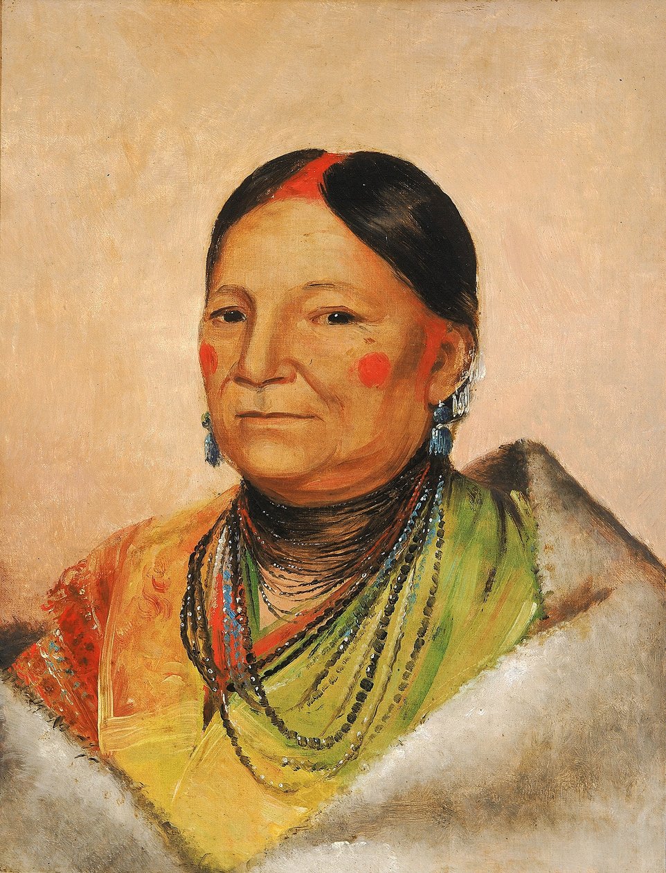 Mee-chéet-e-neuh, den sårade björnens axel, hövdingens hustru av George Catlin