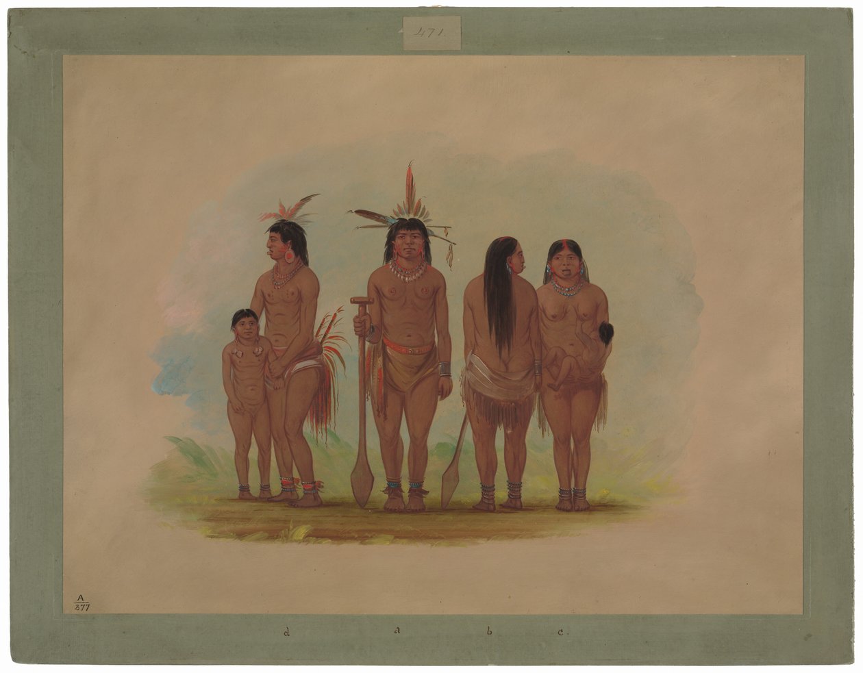 Medlemmar av Payaguas-stammen av George Catlin