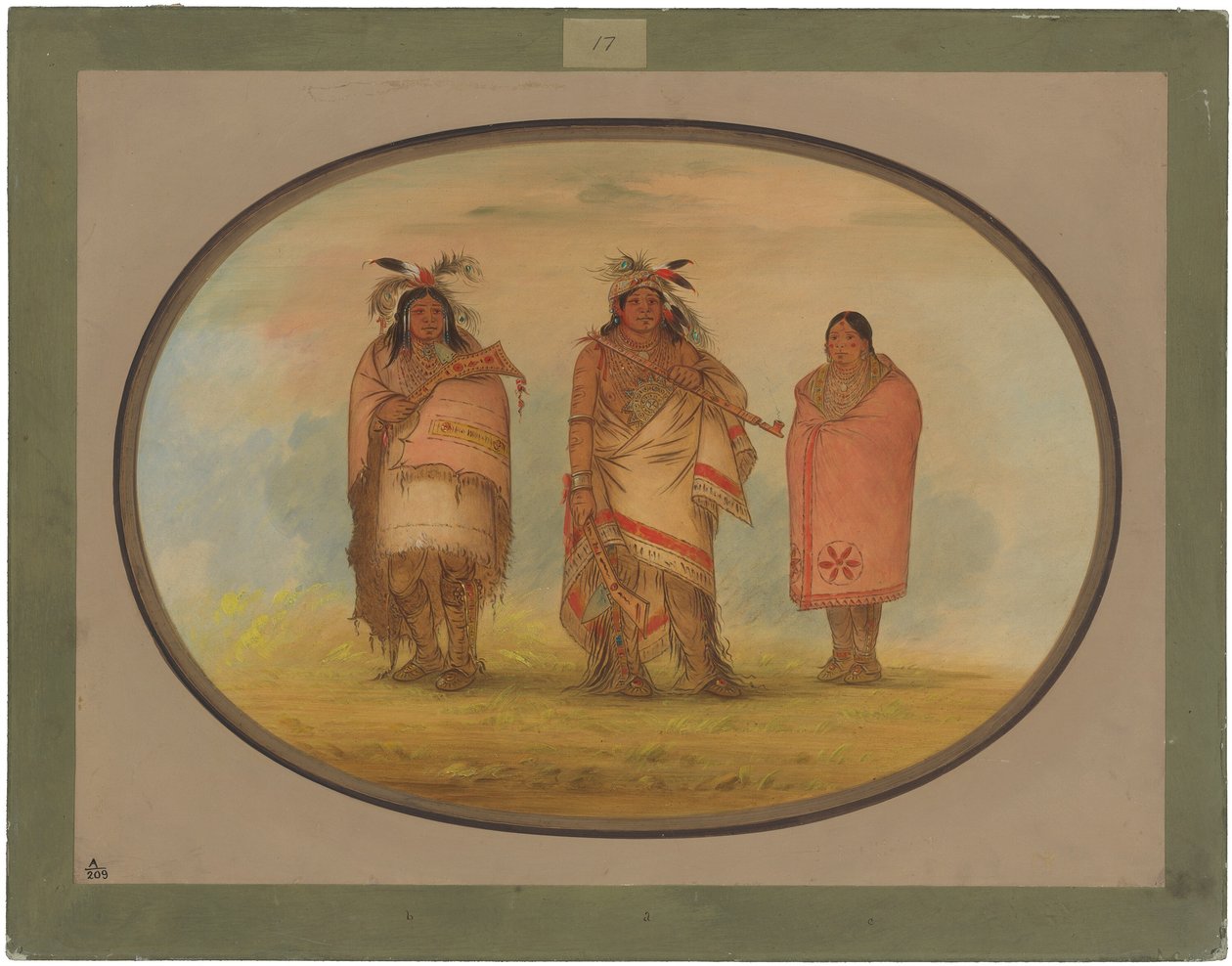 Menomonie chef, hans fru och son av George Catlin