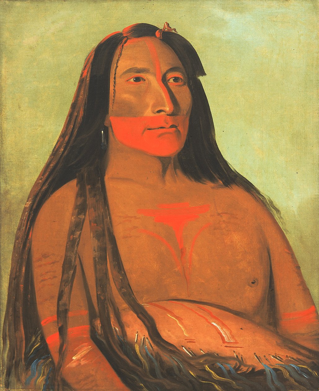 Máh-to-tóh-pa, fyra björnar, andre chef i sorg, 1832. av George Catlin
