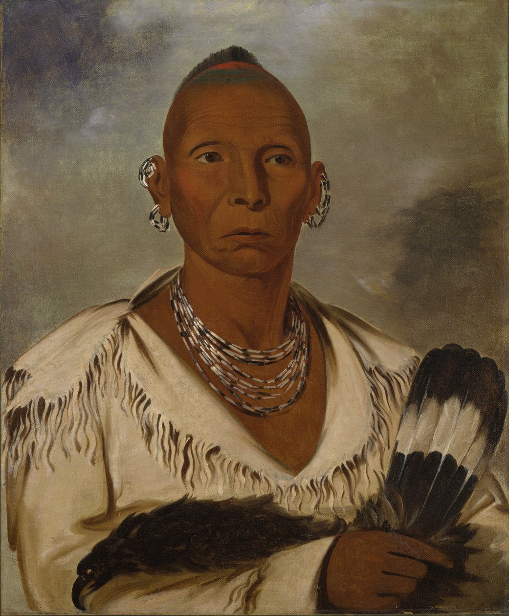 Múk-a-tah-mish-o-káh-kaik, Black Hawk, framstående Sac-hövding av George Catlin