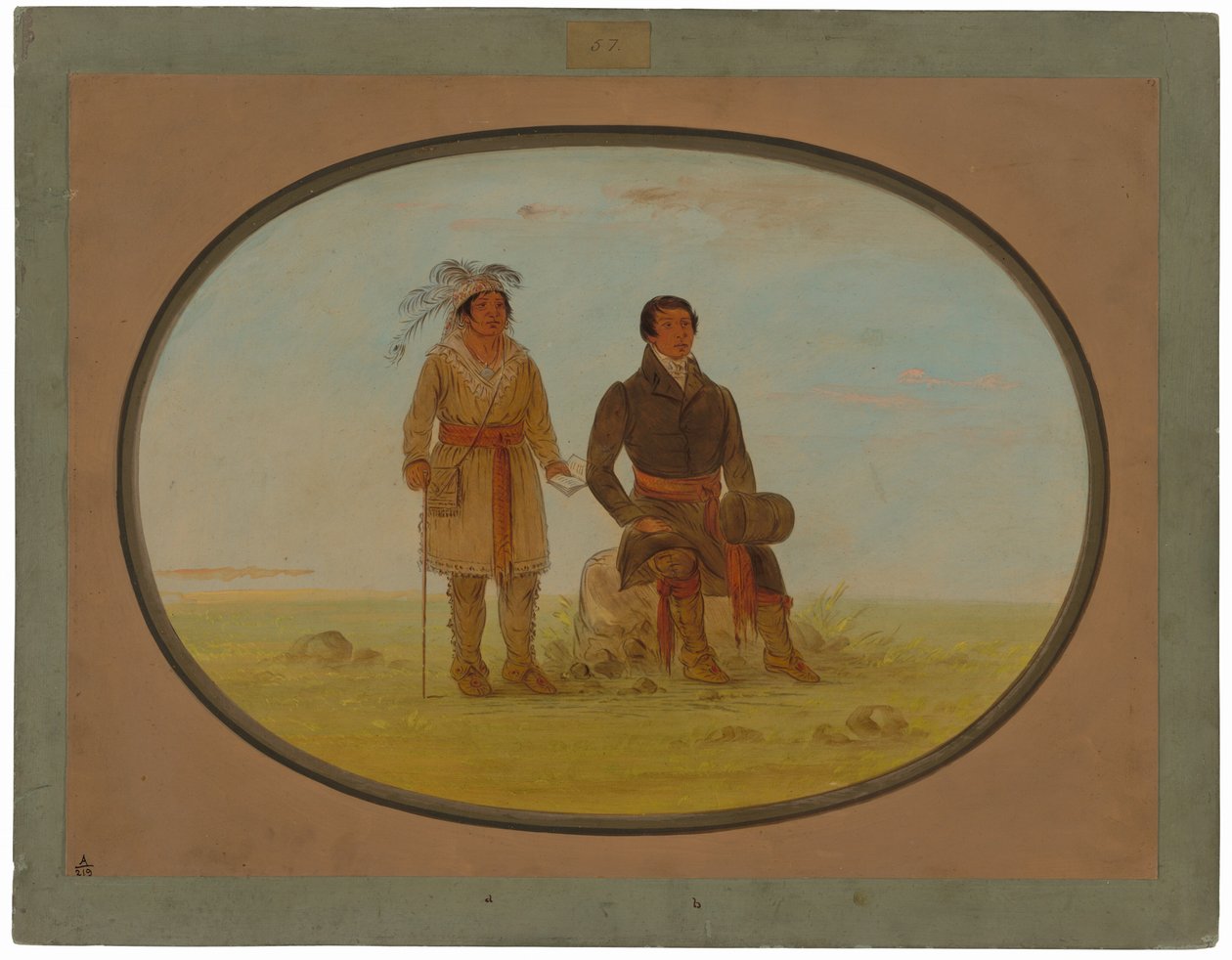Mohiganhövdingen och en missionär av George Catlin