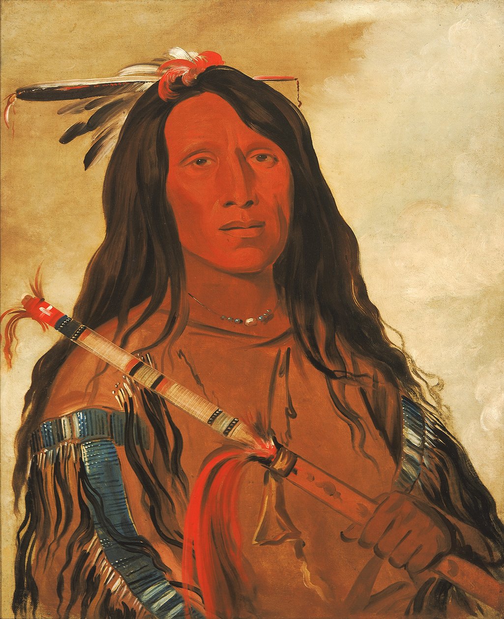 Né-hee-ó-ee-wóo-tis, Varg på kullen, stamhövding, 1832. av George Catlin