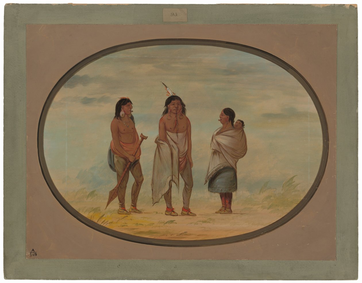 Nayas indianhövding, hans fru och en krigare av George Catlin