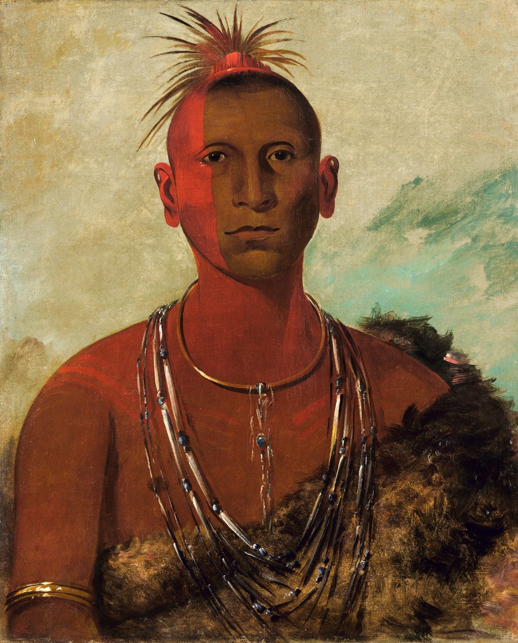 Náh-se-ús-kuk, virvlande åska, äldste sonen till Black Hawk av George Catlin