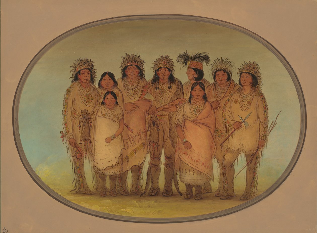 Nio Ojibbeway-indianer i London, 18611869. av George Catlin